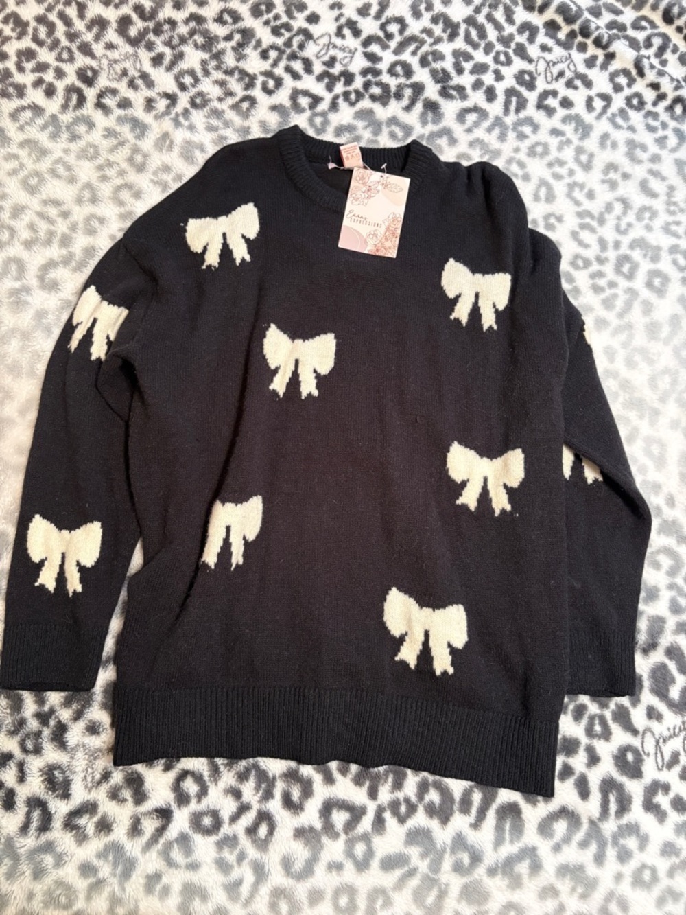 Plush White Bow Sweater